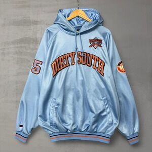 Vintage FUBU Athletic‎ Hoodie Dirty South Baby Blue City Edition Sweatshirt XL